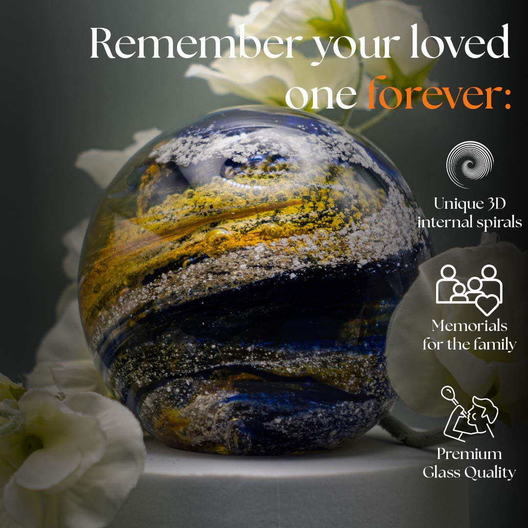 Ashes to glass round paperweight memorial