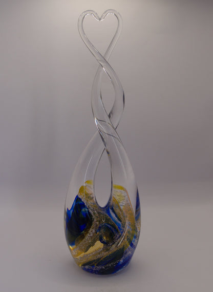 Ashes to Glass Heart Sculpture