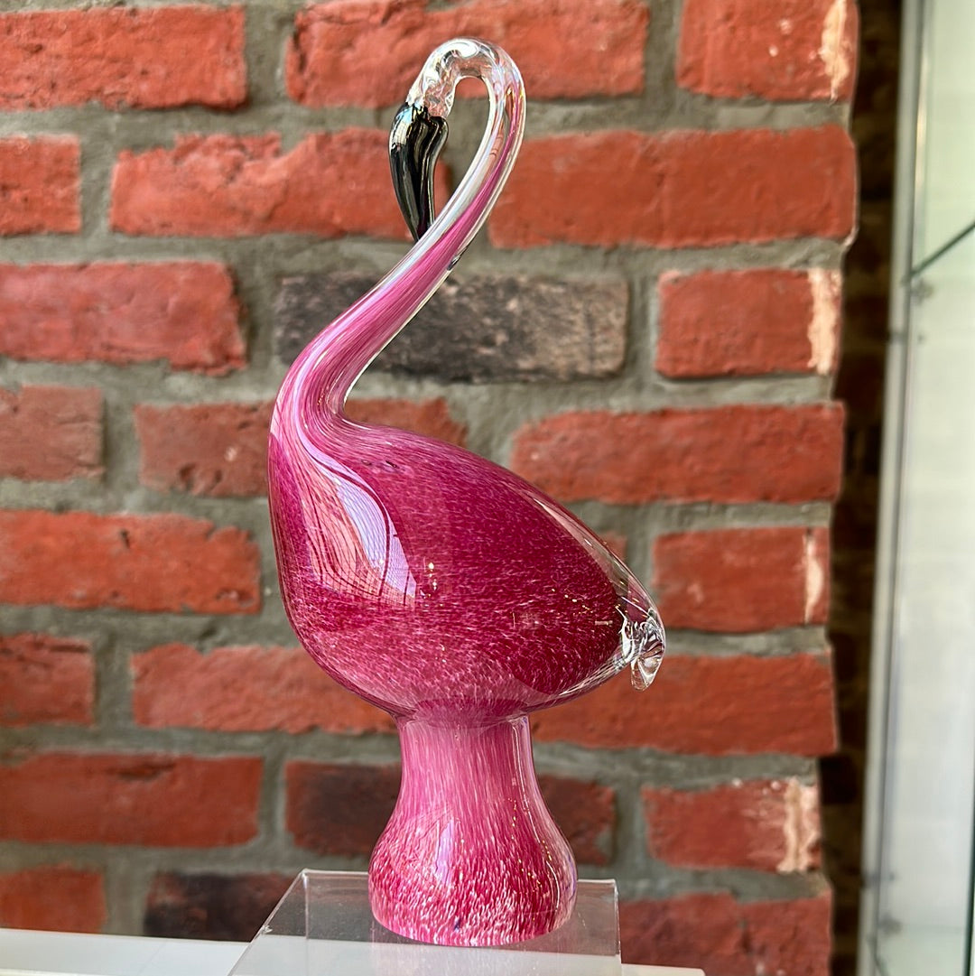 Large glass flamingo sculpture