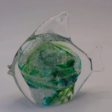 Ashes to Glass Fish-Cremation Ashes Glass-Stuart Wiltshire Glass Outlet-Spring Green with Ashes-Stuart Wiltshire Glass Ltd