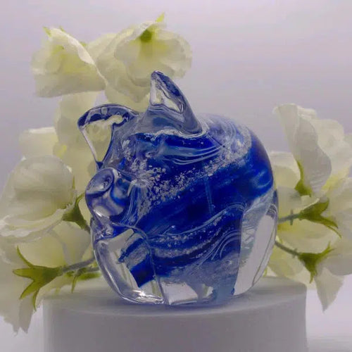 Ashes to Glass Pig-Cremation Ashes Glass-Stuart Wiltshire Glass Outlet-Royal Blue & Baby Blue with Ashes-Stuart Wiltshire Glass Ltd