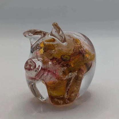 Ashes to Glass Pig-Cremation Ashes Glass-Stuart Wiltshire Glass Outlet-Royal Blue & Gold with Ashes-Stuart Wiltshire Glass Ltd