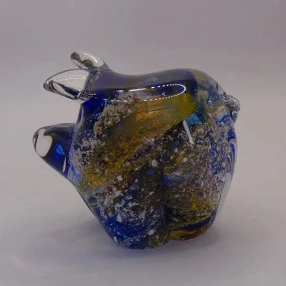 Ashes to Glass Pig-Cremation Ashes Glass-Stuart Wiltshire Glass Outlet-Royal Blue & Gold with Ashes-Stuart Wiltshire Glass Ltd