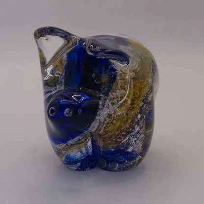 Ashes to Glass Pig-Cremation Ashes Glass-Stuart Wiltshire Glass Outlet-Royal Blue & Gold with Ashes-Stuart Wiltshire Glass Ltd