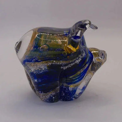 Ashes to Glass Pig-Cremation Ashes Glass-Stuart Wiltshire Glass Outlet-Royal Blue & Gold with Ashes-Stuart Wiltshire Glass Ltd