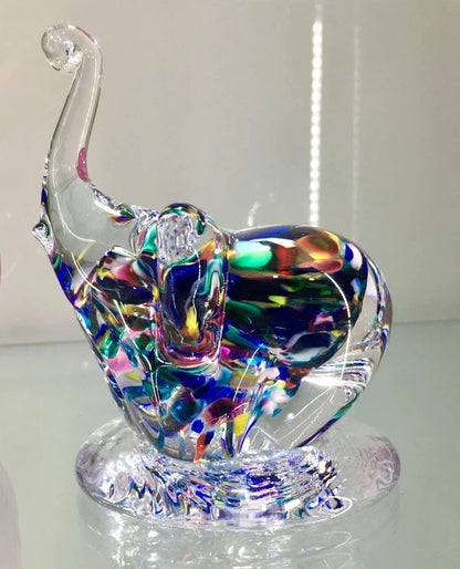 Glass elephant sculpture