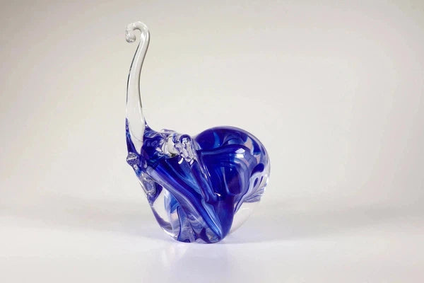 Glass elephant sculpture