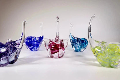 Glass elephant sculpture