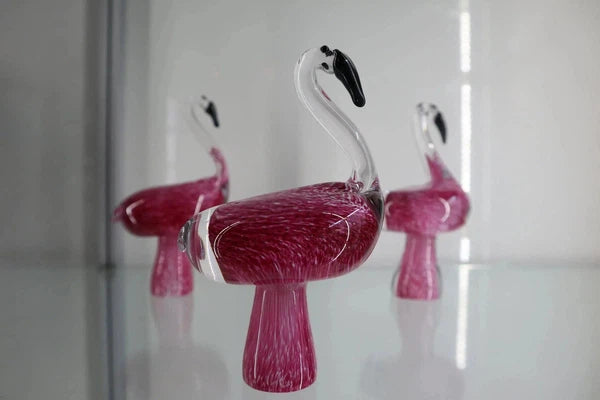 Glass flamingo sculpture