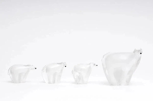 Glass polar bear sculpture family