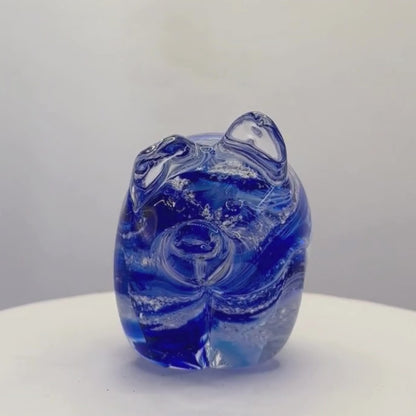 Ashes to Glass Pig-Cremation Ashes Glass-Stuart Wiltshire Glass Outlet-Royal Blue & Gold with Ashes-Stuart Wiltshire Glass Ltd