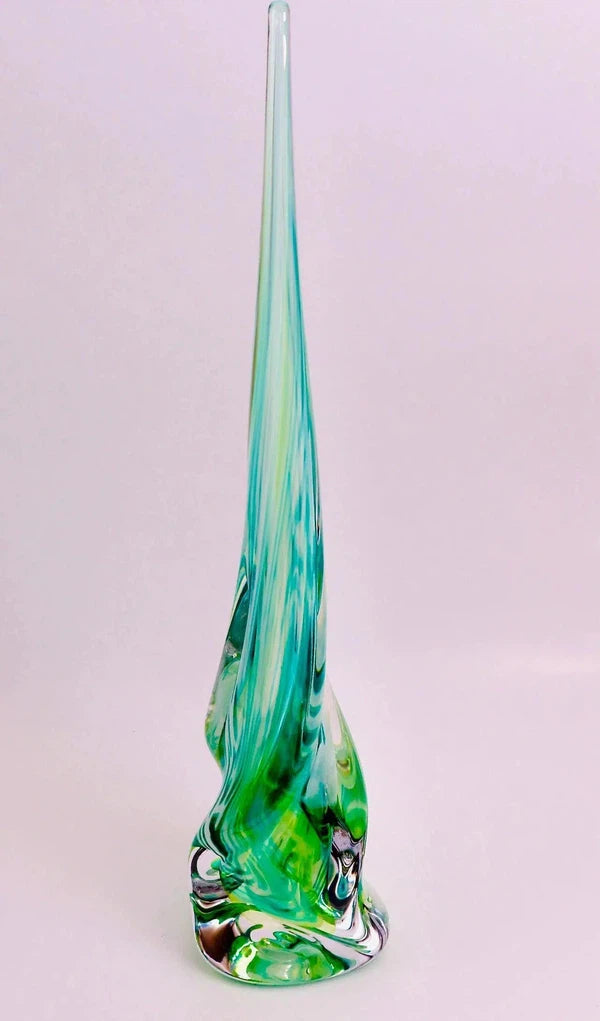 Vortex Sculptures-Sculptures-Stuart Wiltshire Glass Outlet-Dark Green Light Green & White-Stuart Wiltshire Glass Ltd