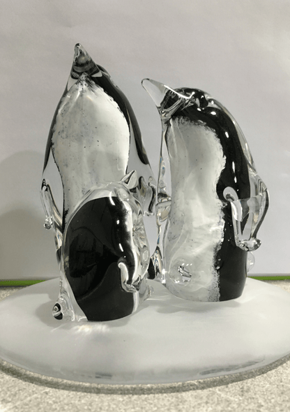 Glass penguin sculpture