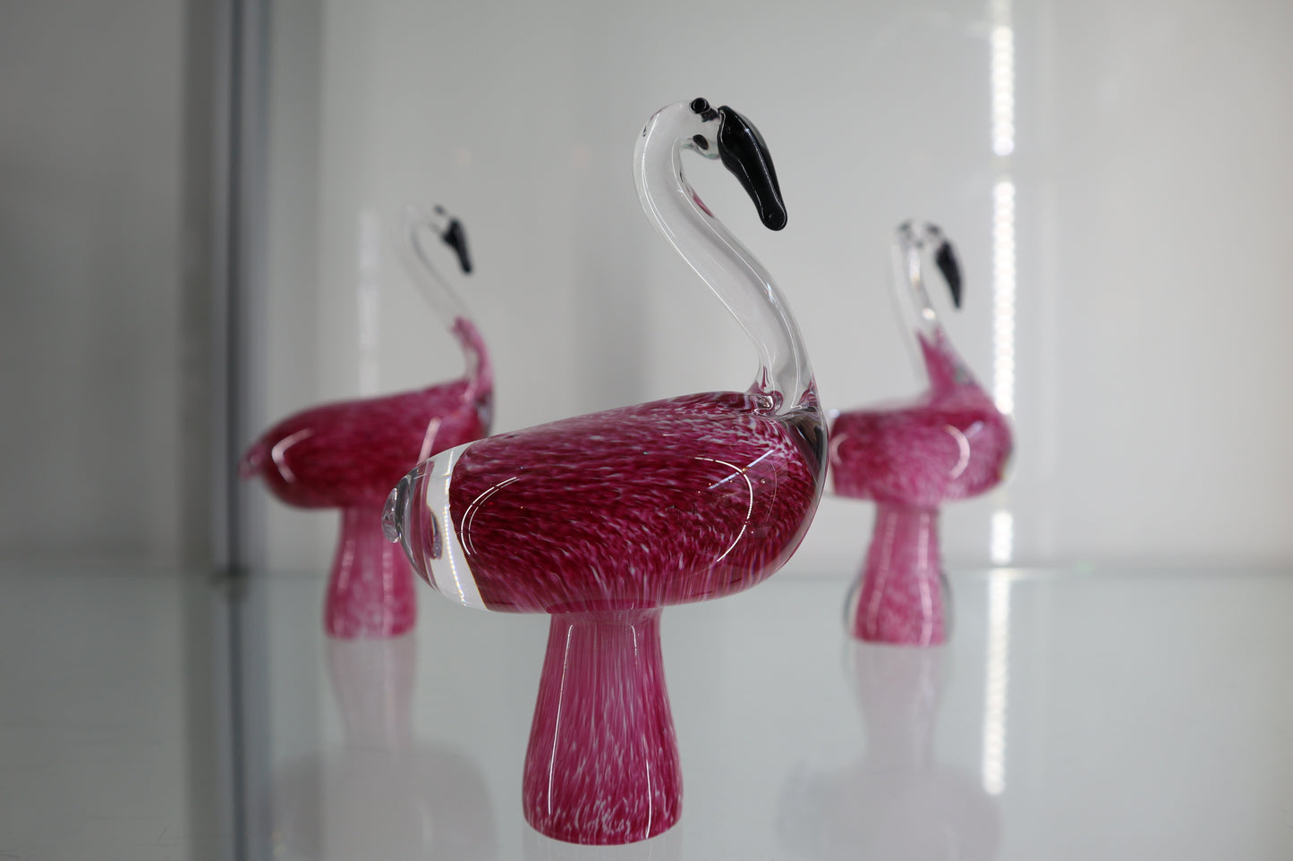 Glass flamingo sculpture