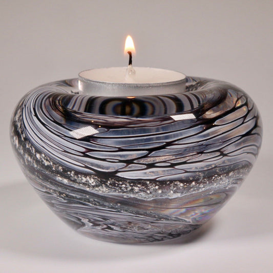 Marbelled Cremation Ashes into Glass Tea Light Candle Holder