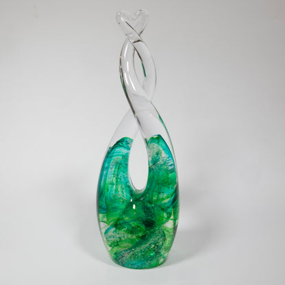 Ashes into glass heart sculpture